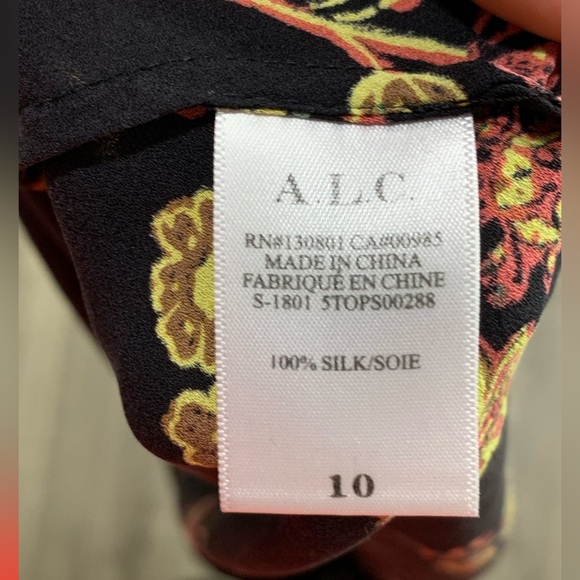 A.L.C. Marissa Floral Silk Blouse Asymmetrical Sz‎ 10 - Picture 12 of 12